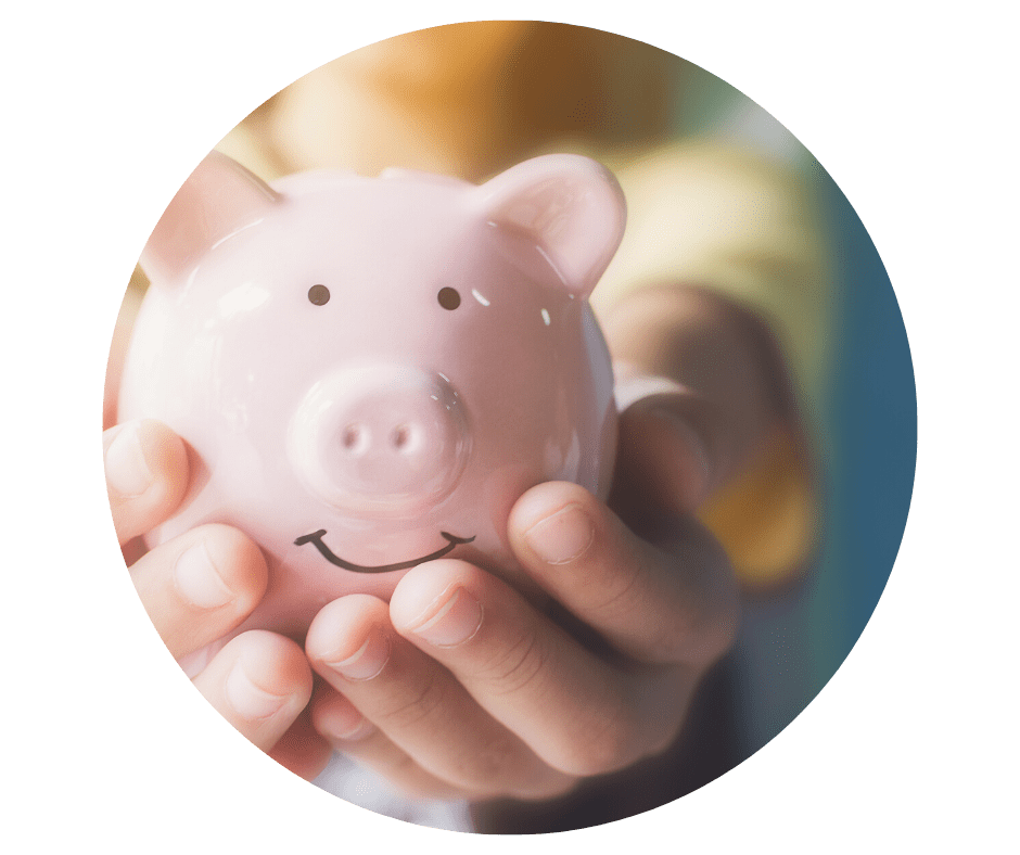 image of hands holding a pink piggy bank-min